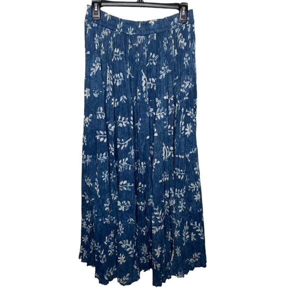Phool Maxi Skirt Size Medium 100% Cotton Long Flowy Skirt Blue Floral Print - Picture 1 of 8